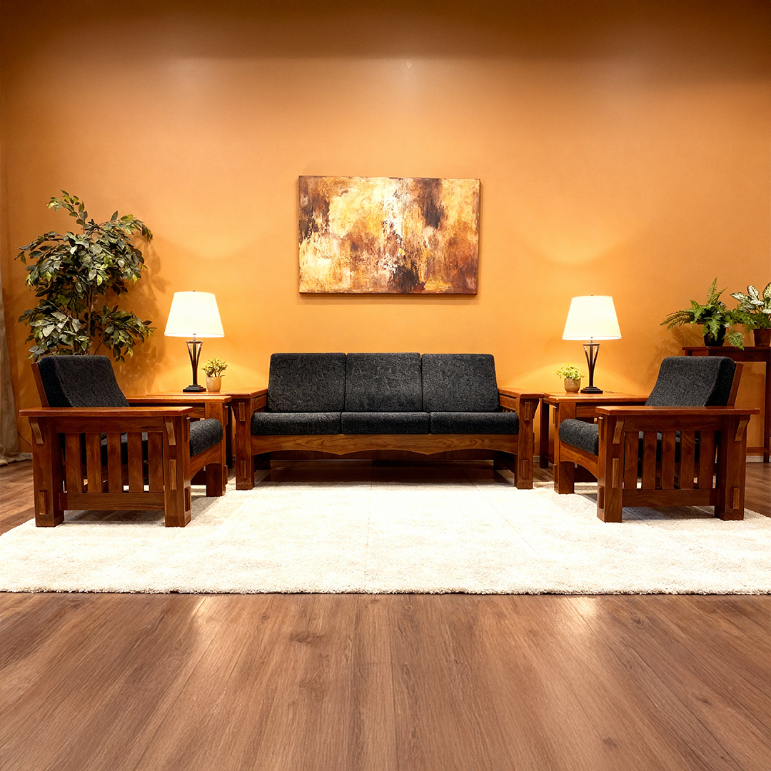 Teak 4X4 Leg Sofa 3+1+1