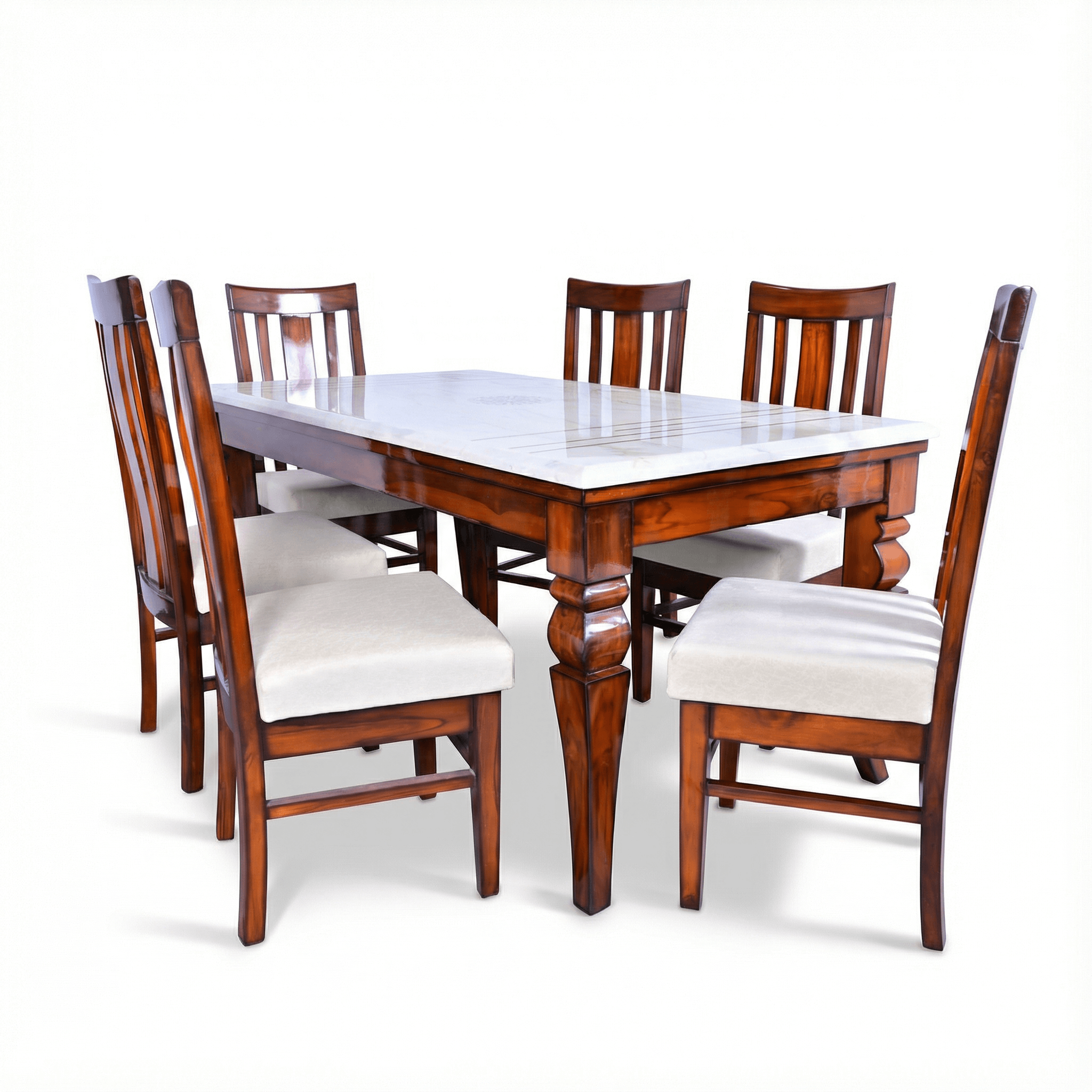 TEAK MARBLE DINING 6S
